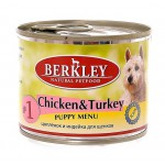 Berkley консервы для щенков с цыпленком и индейкой, Puppy Chicken&Turkey